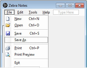 The files menu